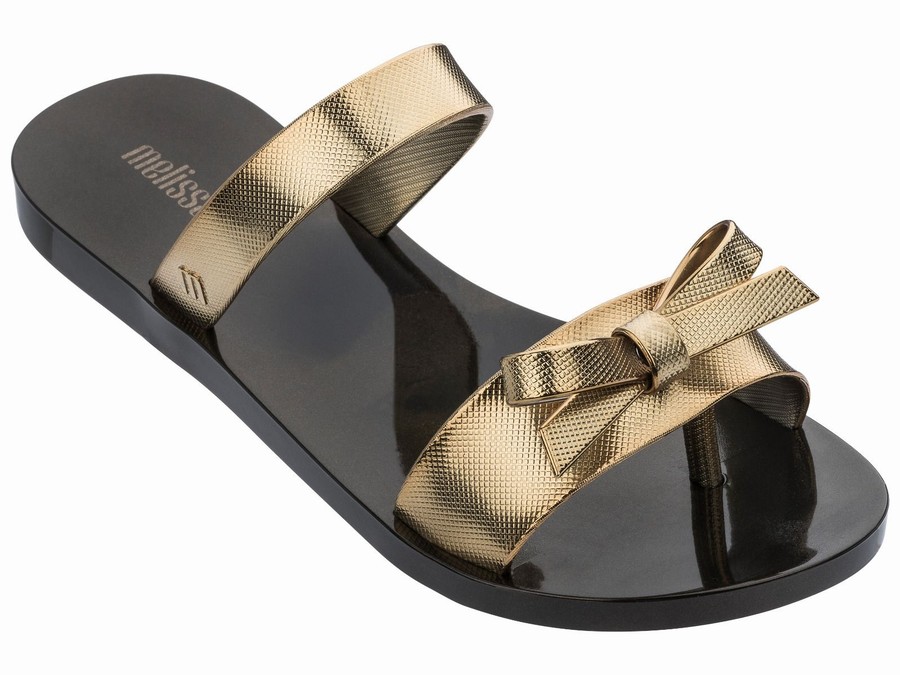 Chanclas Melissa Love Lip Metallic Bow Mujer - Doradas - Argentina MLH-172540